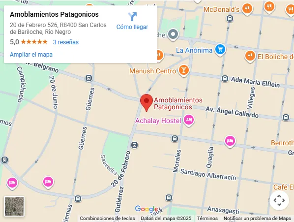 Ubicación de Amoblamientos Patagónicos - 20 de Febrero 526, Bariloche